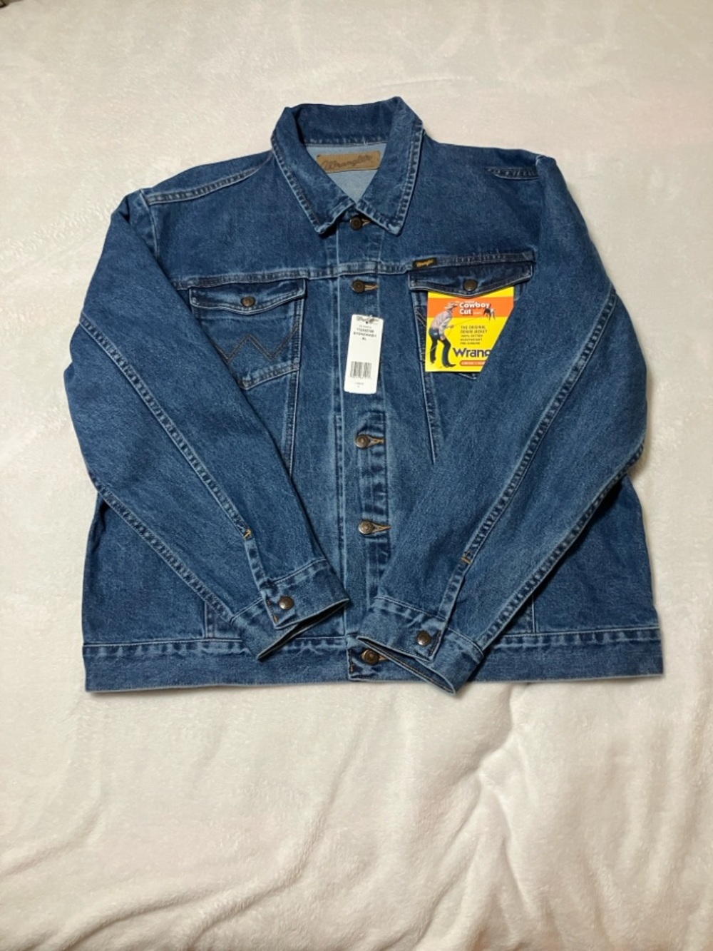 Wrangler Stonewash Blue Denim Jacket - Chest Pocket Detail Cowboy Cut XL